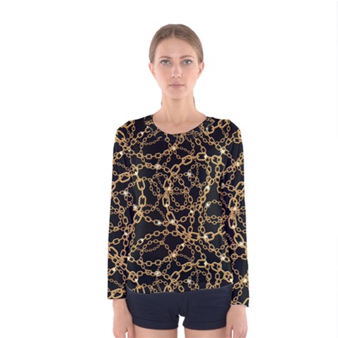 Chains Pattern 4 Women s Long Sleeve Tee by designsbymallika