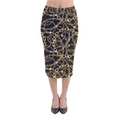 Chains Pattern 4 Velvet Midi Pencil Skirt by designsbymallika