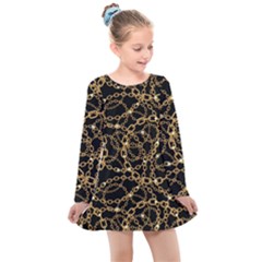 Chains Pattern 4 Kids  Long Sleeve Dress by designsbymallika