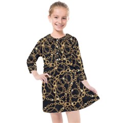 Chains Pattern 4 Kids  Quarter Sleeve Shirt Dress by designsbymallika