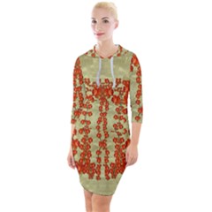 Roses Decorative In The Golden Environment Quarter Sleeve Hood Bodycon Dress by pepitasart