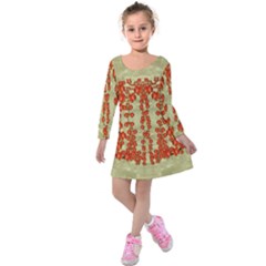 Roses Decorative In The Golden Environment Kids  Long Sleeve Velvet Dress by pepitasart