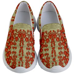 Roses Decorative In The Golden Environment Kids Lightweight Slip Ons by pepitasart