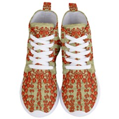 Roses Decorative In The Golden Environment Women s Lightweight High Top Sneakers by pepitasart