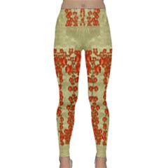 Roses Decorative In The Golden Environment Lightweight Velour Classic Yoga Leggings by pepitasart