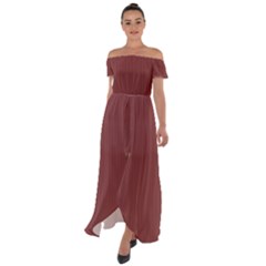 Brandy Brown - Off Shoulder Open Front Chiffon Dress by FashionLane