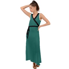 Celadon Green - V-neck Chiffon Maxi Dress by FashionLane