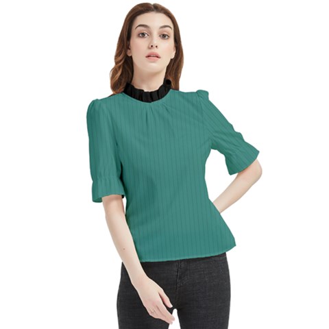 Celadon Green - Frill Neck Blouse by FashionLane