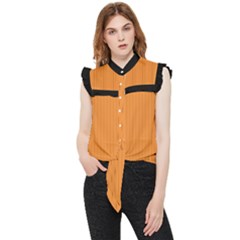 Cadmium Orange - Frill Detail Shirt by FashionLane