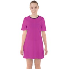 Dark Carnation Pink - Sixties Short Sleeve Mini Dress by FashionLane