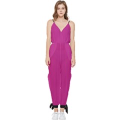 Dark Carnation Pink - Sleeveless Tie Ankle Jumpsuit by FashionLane