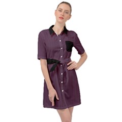 Dark Byzantium - Belted Shirt Dress by FashionLane