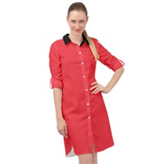 Red Salsa - Long Sleeve Mini Shirt Dress by FashionLane