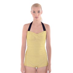 Jasmine Yellow - Boyleg Halter Swimsuit  by FashionLane