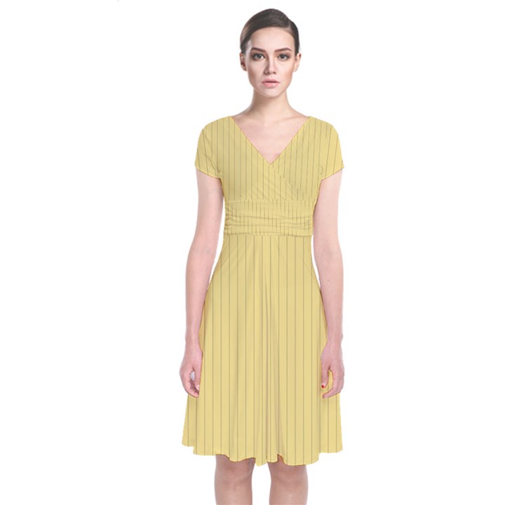 Jasmine Yellow - Short Sleeve Front Wrap Dress