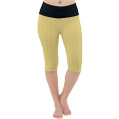 Jasmine Yellow - Lightweight Velour Cropped Yoga Leggings by FashionLane