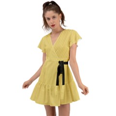 Jasmine Yellow - Flutter Sleeve Wrap Dress by FashionLane