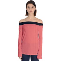 Living Coral - Off Shoulder Long Sleeve Top by FashionLane