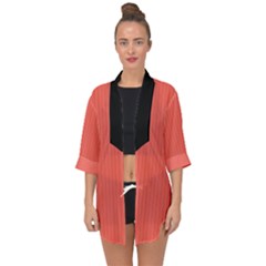 Living Coral - Open Front Chiffon Kimono by FashionLane