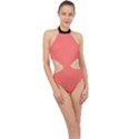 Living Coral - Halter Side Cut Swimsuit View1