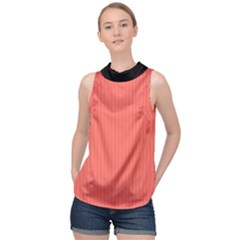 Living Coral - High Neck Satin Top by FashionLane