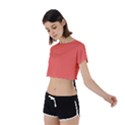 Living Coral - Tie Back Short Sleeve Crop Tee View2