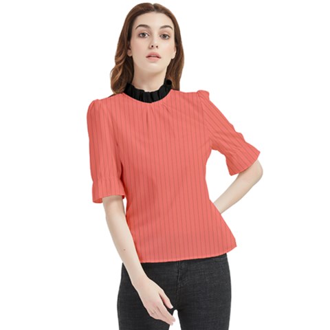 Living Coral - Frill Neck Blouse by FashionLane