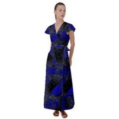 Broken Pavement  Flutter Sleeve Maxi Dress by MRNStudios