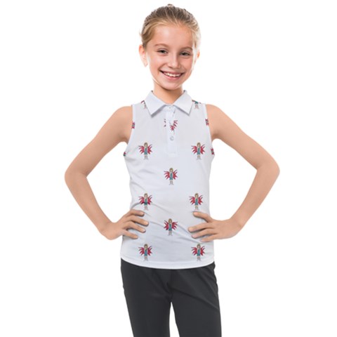 Fairy Girl Drawing Motif Pattern Design Kids  Sleeveless Polo Tee by dflcprintsclothing