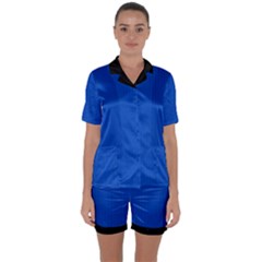 Absolute Zero Blue - Satin Short Sleeve Pyjamas Set by FashionLane