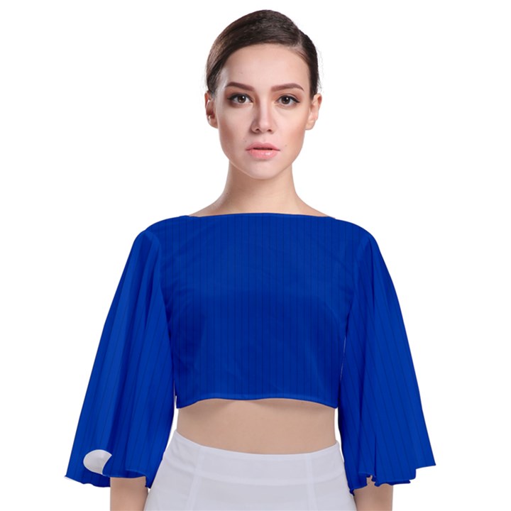 Absolute Zero Blue - Tie Back Butterfly Sleeve Chiffon Top