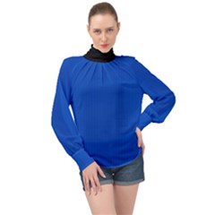 Absolute Zero Blue - High Neck Long Sleeve Chiffon Top by FashionLane