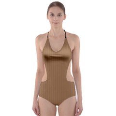 Bone Brown - Cut-out One Piece Swimsuit by FashionLane