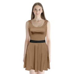 Bone Brown - Split Back Mini Dress  by FashionLane