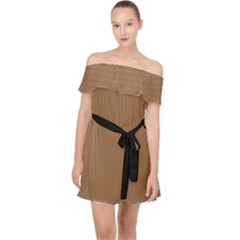 Bone Brown - Off Shoulder Chiffon Dress by FashionLane