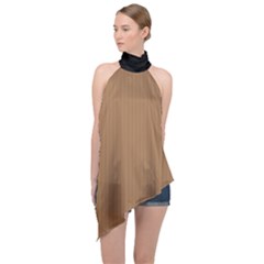 Bone Brown - Halter Asymmetric Satin Top by FashionLane