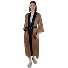 Bone Brown - Maxi Satin Kimono by FashionLane