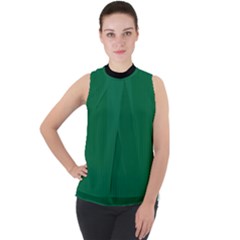 Cadmium Green - Mock Neck Chiffon Sleeveless Top by FashionLane