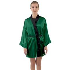 Cadmium Green - Long Sleeve Satin Kimono by FashionLane