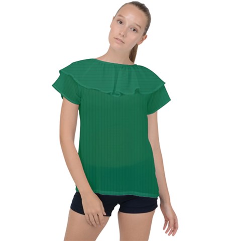 Cadmium Green - Ruffle Collar Chiffon Blouse by FashionLane