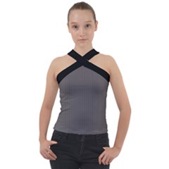 Carbon Grey - Cross Neck Velour Top by FashionLane