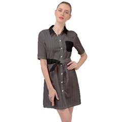 Carbon Grey - Belted Shirt Dress by FashionLane