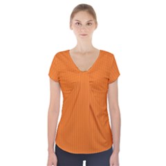 Carrot Orange - Short Sleeve Front Detail Top by FashionLane