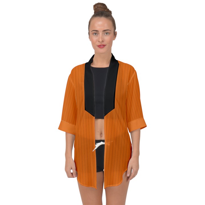 Carrot Orange - Open Front Chiffon Kimono