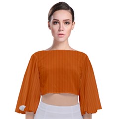 Carrot Orange - Tie Back Butterfly Sleeve Chiffon Top by FashionLane