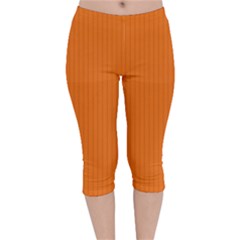 Carrot Orange - Velvet Capri Leggings  by FashionLane