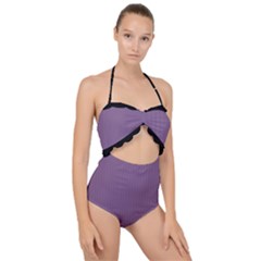 Chinese Violet - Scallop Top Cut Out Swimsuit by FashionLane