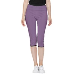 Chinese Violet - Inside Out Lightweight Velour Capri Leggings 