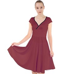 Chili Oil Red - Cap Sleeve Front Wrap Midi Dress by FashionLane