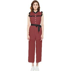 Chili Oil Red - Women s Frill Top Jumpsuit by FashionLane